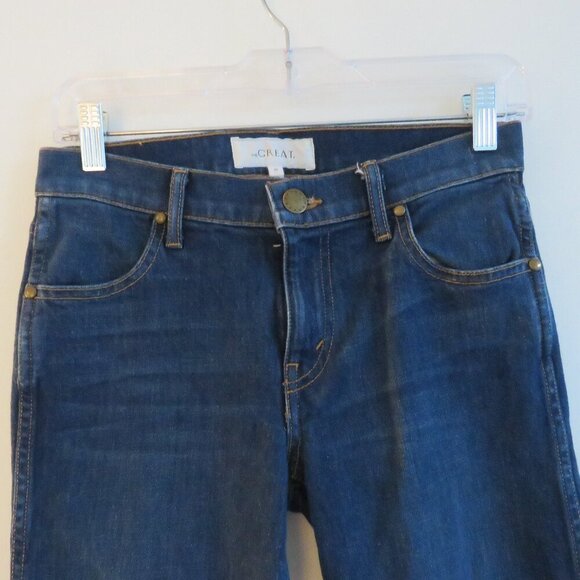THE GREAT. The Low Rise Nerd Kick Flare Jeans in Trail Wash - Size 26 - Picture 3 of 12